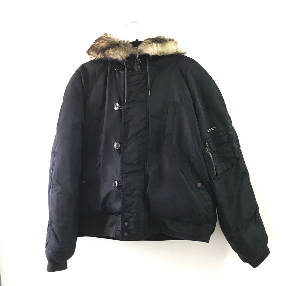 Vintage Polo Sport Sportsman Downfilled/Fur Trim Aviator Bomber Jacket